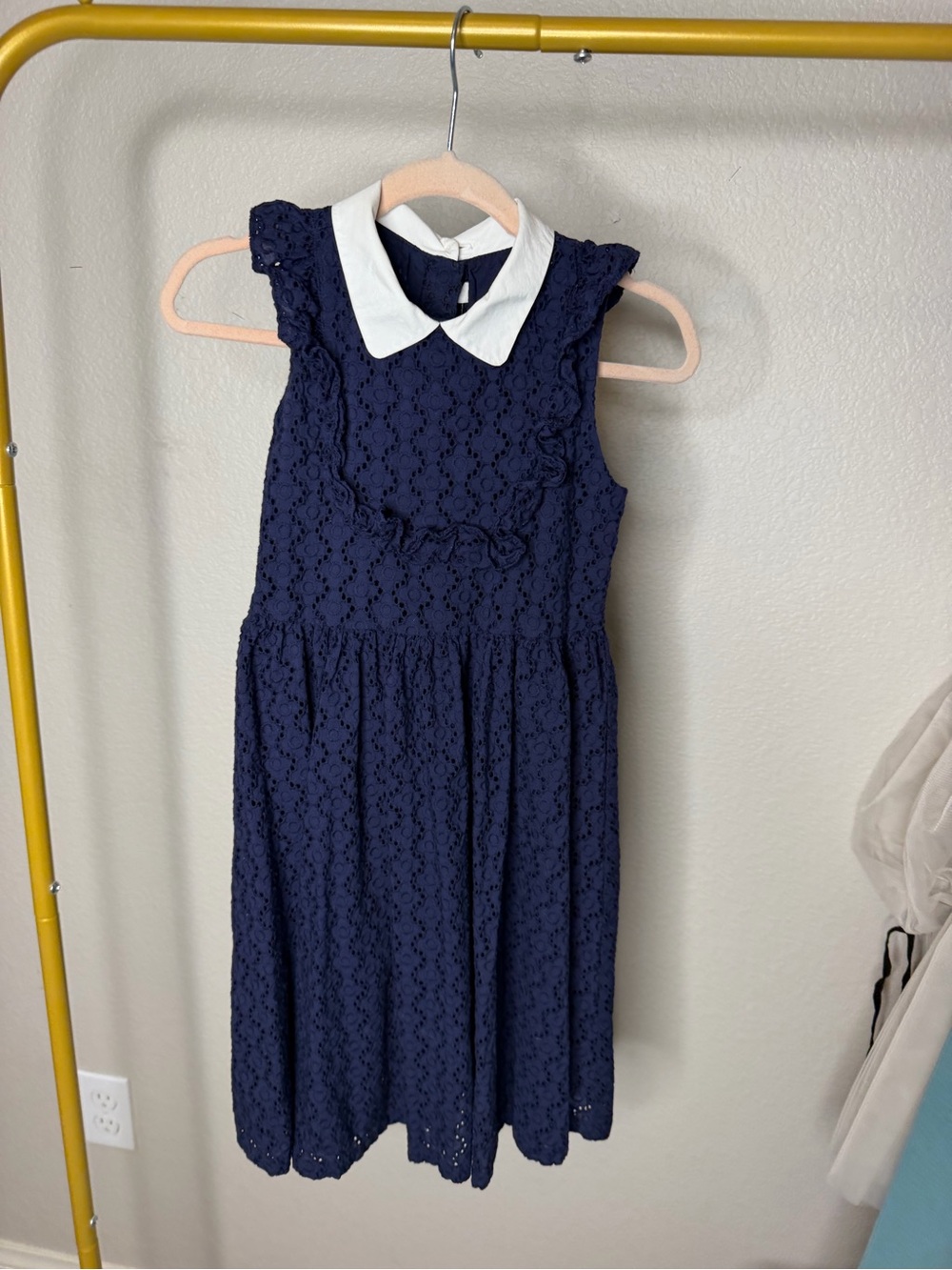Janie and Jack Navy Lace Dress with White Peter Pan Collar